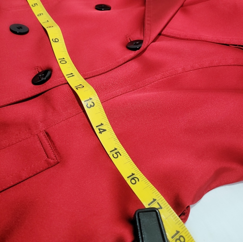 Cach Sliky Short Button Front Red Trench Coat Siz… - image 7